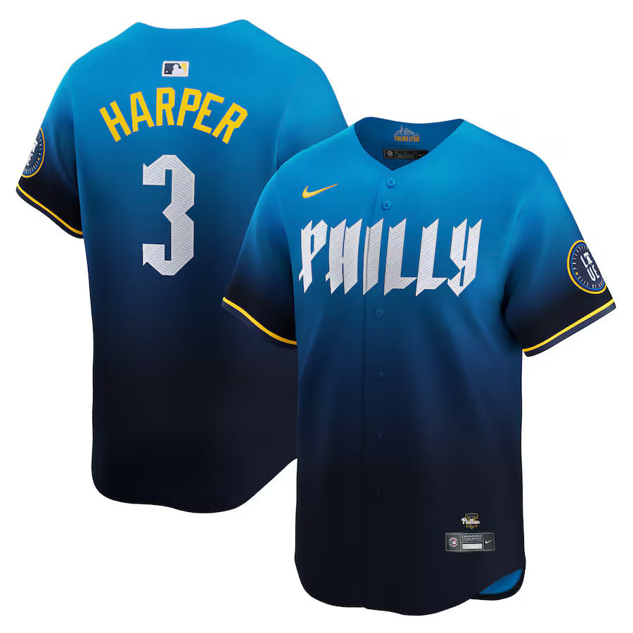 Men's Philadelphia Phillies Bryce Harper Blue 2024 Jersey