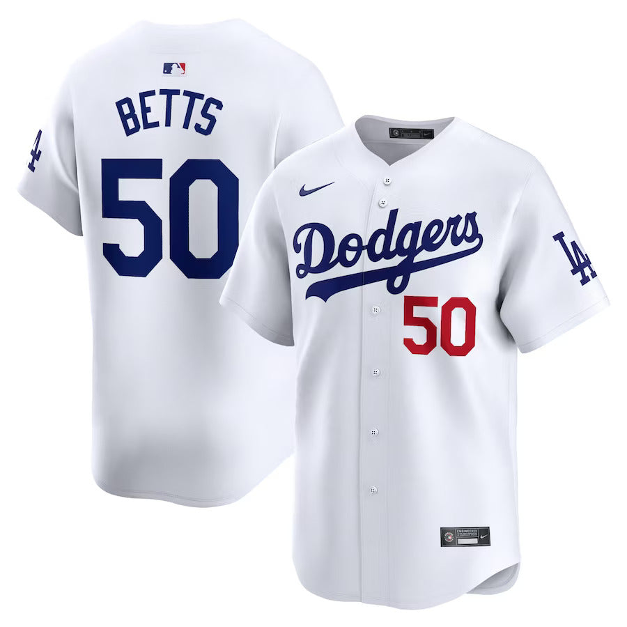 Men's Los Angeles Dodgers Mookie Betts White Home Limited Player Jersey